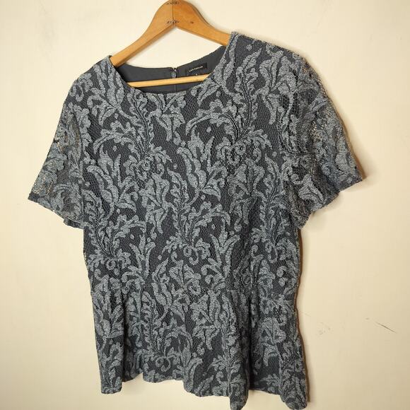 Ann Taylor Floral Lace Top Peplum Short Sleeve - Picture 3 of 9